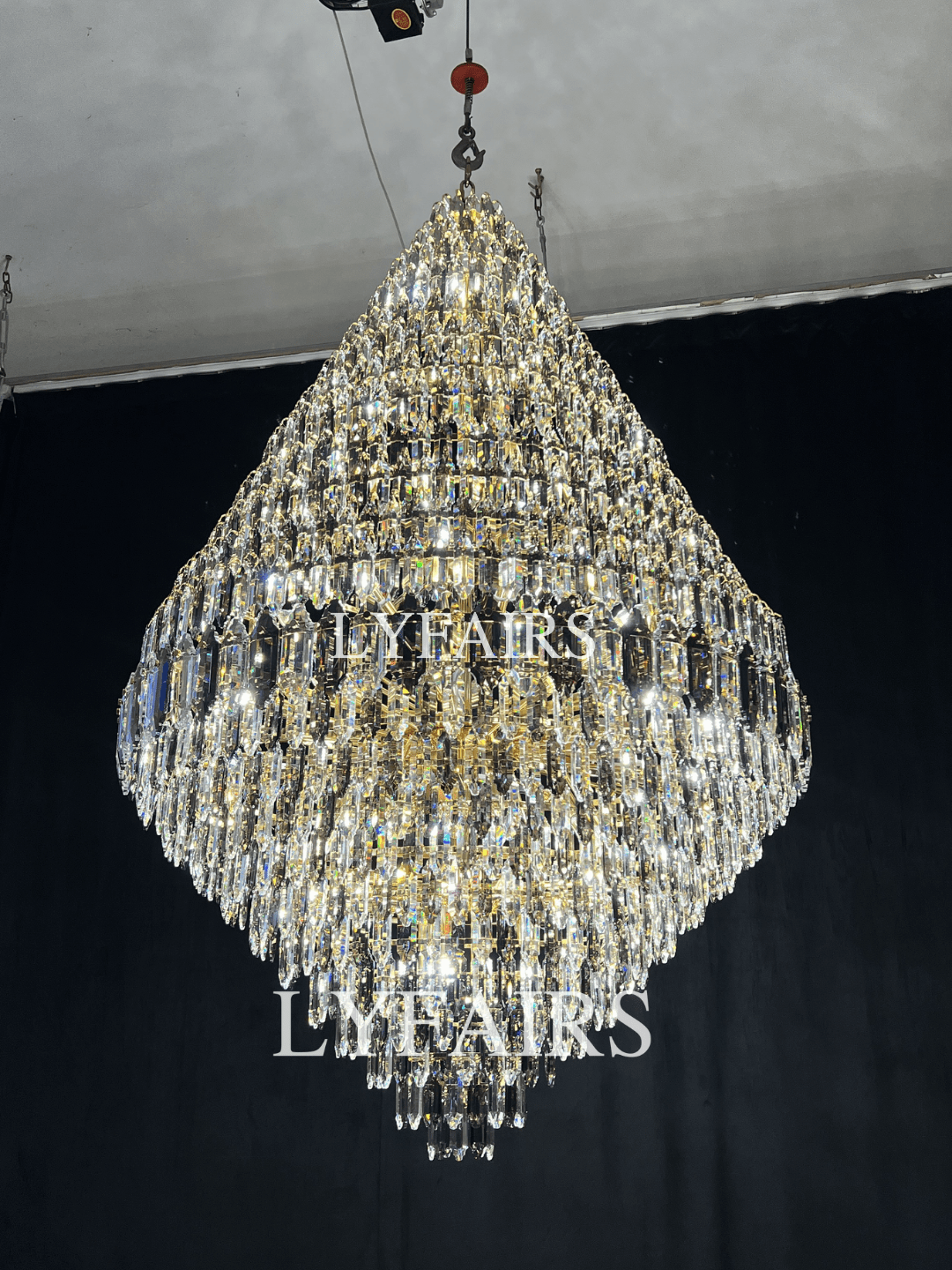 Luxury Multi-tiered Honeycomb Crystal Chandelier for High Ceiling-Chandeliers - VChandelier