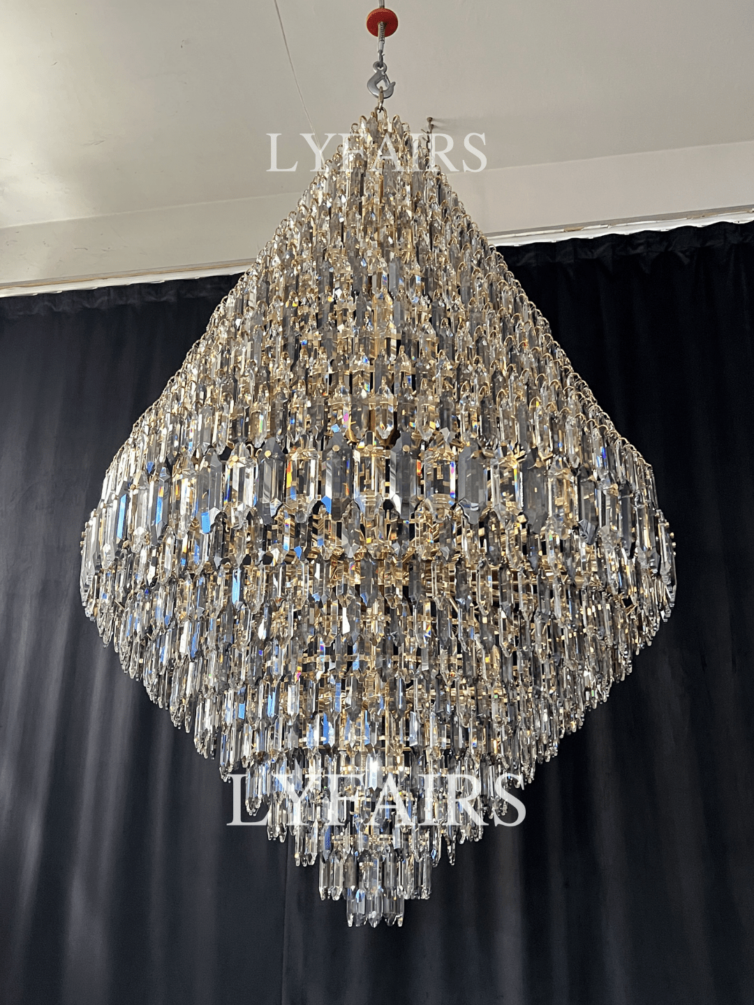 Luxury Multi-tiered Honeycomb Crystal Chandelier for High Ceiling-Chandeliers - VChandelier