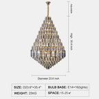 Luxury Multi-tiered Honeycomb Crystal Chandelier for High Ceiling-Chandeliers - VChandelier-D23.6"*H35.4"/16 Lights/23 kg-Gold-Warm Light - VChandelier