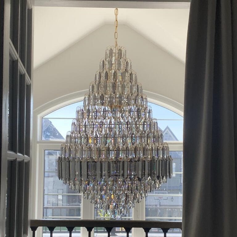 Luxury Multi-tiered Honeycomb Crystal Chandelier for High Ceiling-Chandeliers - VChandelier