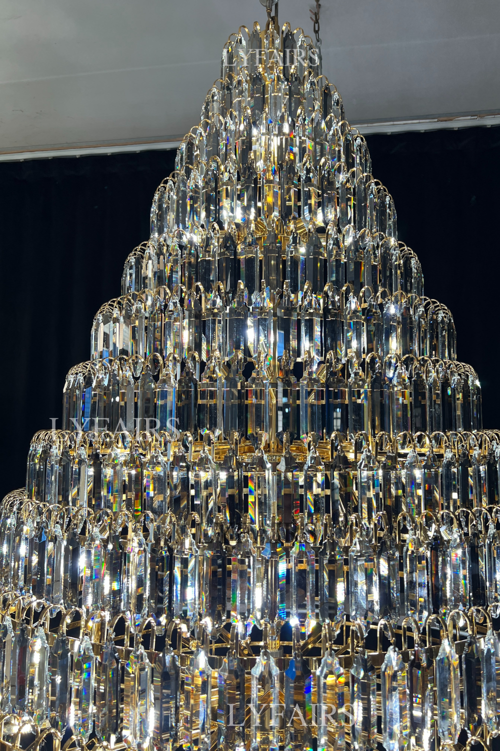 Luxury Multi-tiered Honeycomb Crystal Chandelier for High Ceiling-Chandeliers - VChandelier