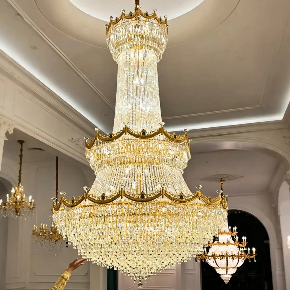 Luxury Palace-Style Tiered Gilded Brass Arm Crystal Chandelier - D64.96"*H90.55" (D165cm*H230cm)Warm Light - VChandelier