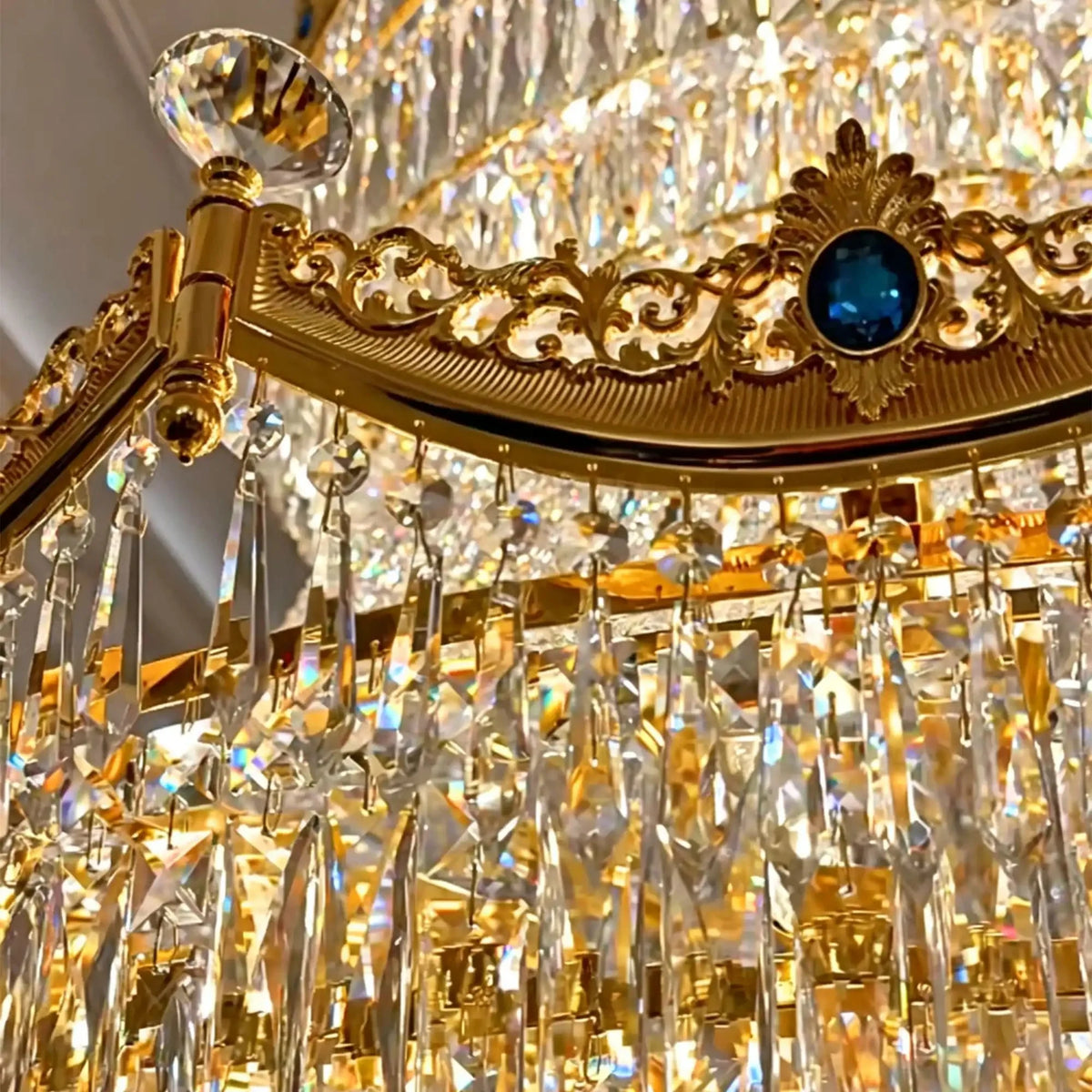 Luxury Palace-Style Tiered Gilded Brass Arm Crystal Chandelier - D64.96"*H90.55" (D165cm*H230cm)Warm Light - VChandelier