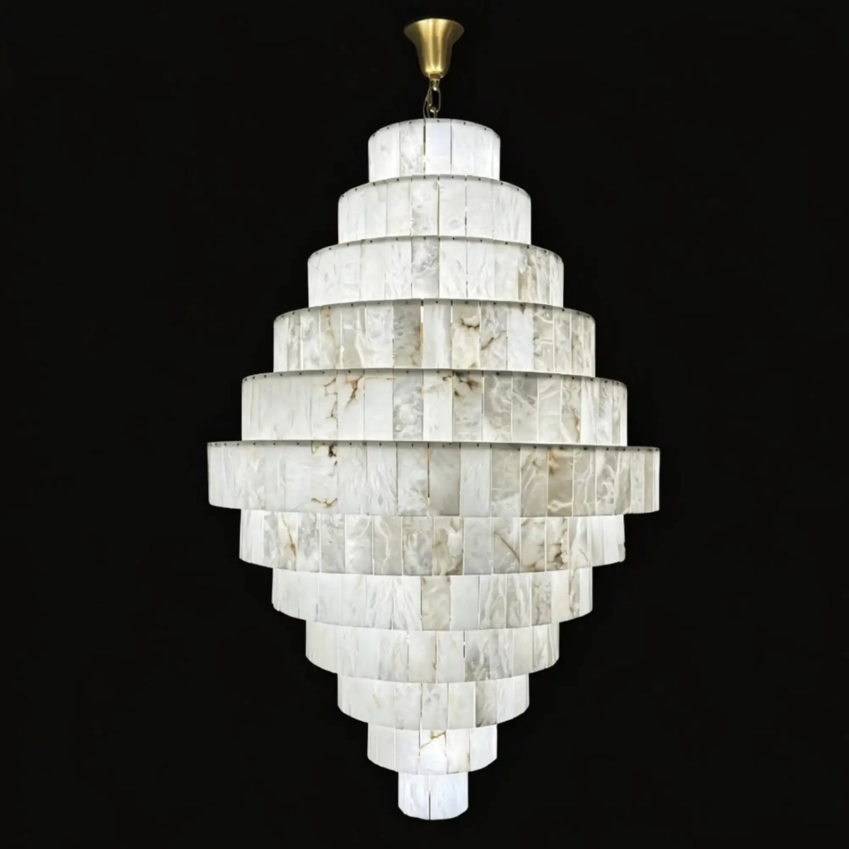 Luxury Sculpted Pyramid-Tier Alabaster Chandelier for High Ceiling - D48.03"*H44.09"(D122cm*H112cm)/85kgWarm Light 3000K - VChandelier