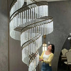 Luxury Spiral Bubble Crystal Chandelier for High Ceiling - CustomWarm Light - VChandelier