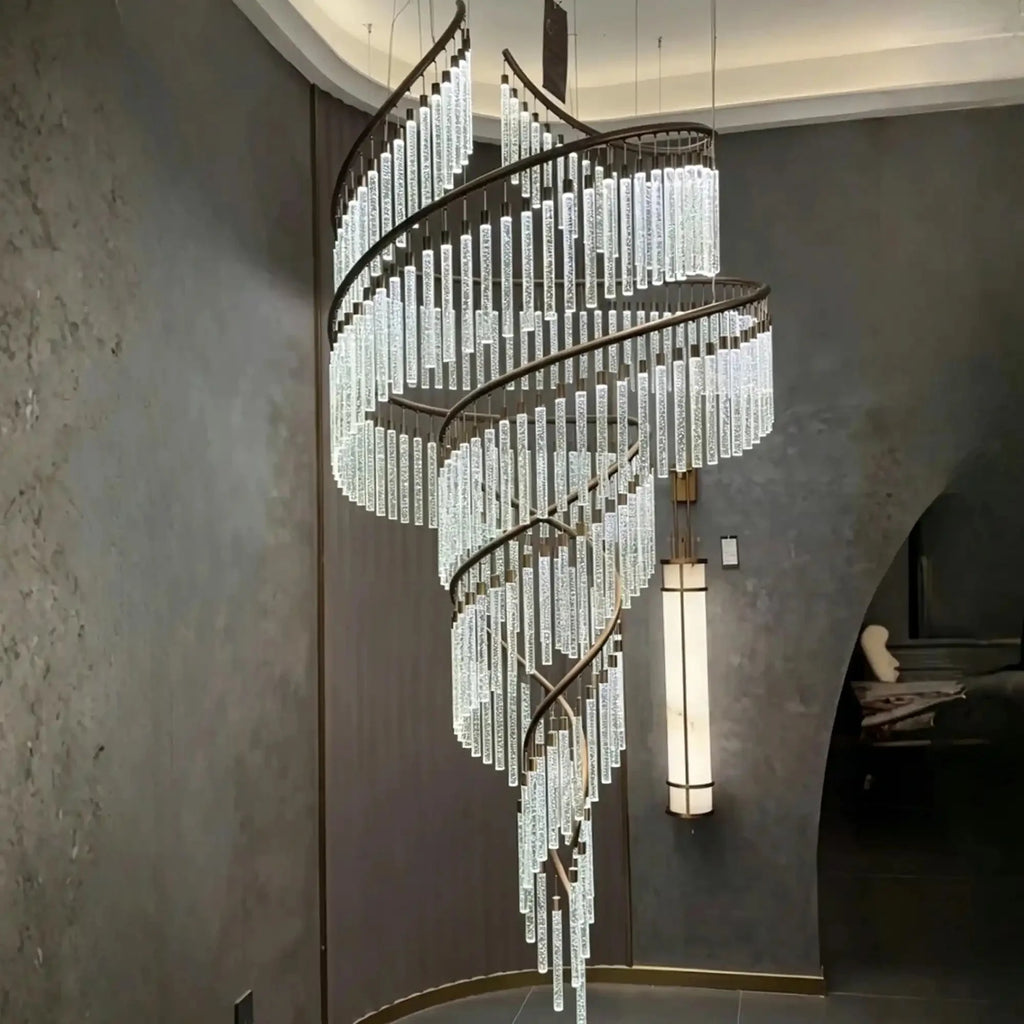 Luxury Spiral Bubble Crystal Chandelier for High Ceiling - D59.1"*H110.24"(D150cm*H280cm)Warm Light - VChandelier