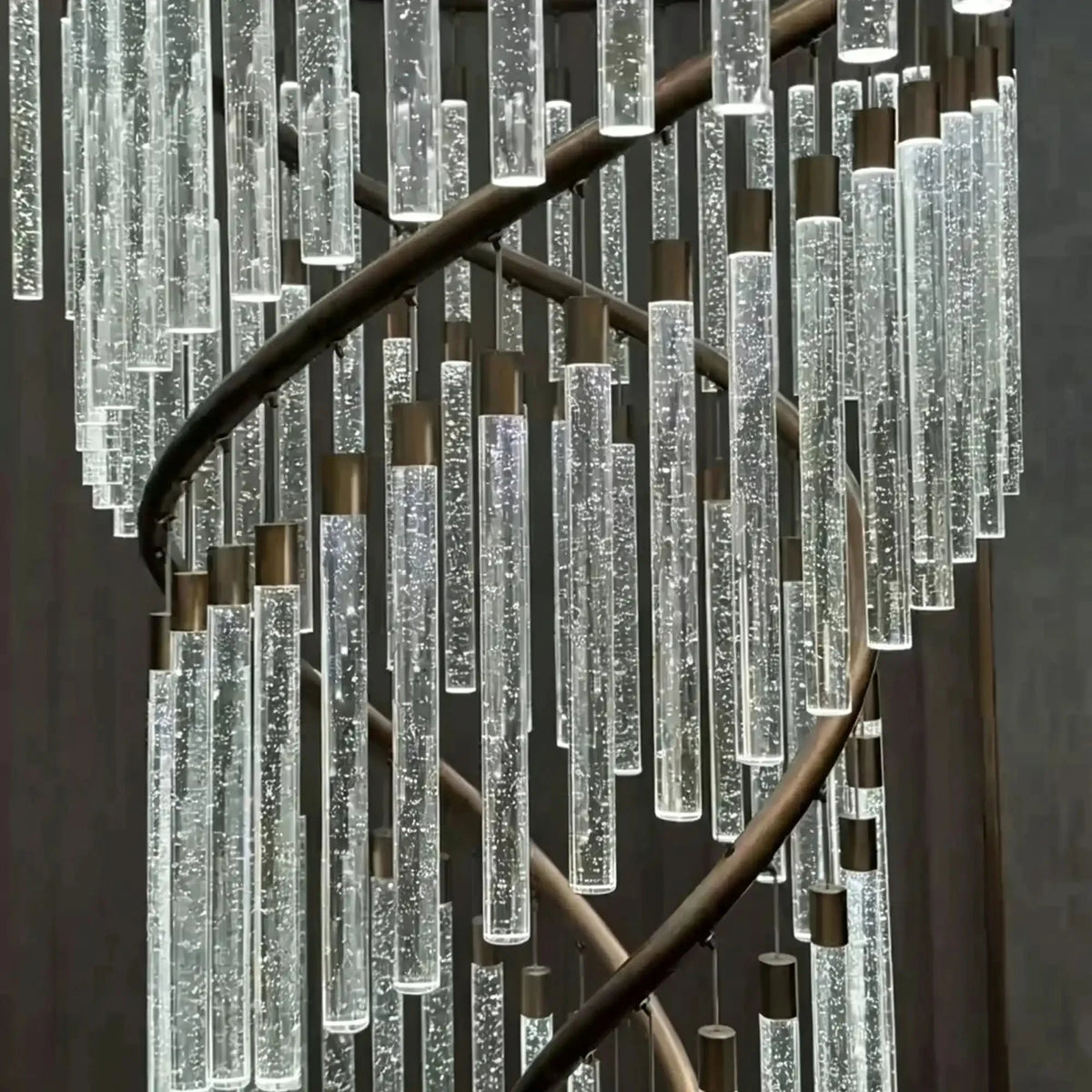 Luxury Spiral Bubble Crystal Chandelier for High Ceiling - CustomWarm Light - VChandelier