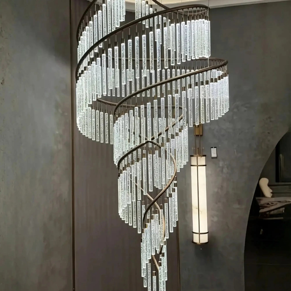 Luxury Spiral Bubble Crystal Chandelier for High Ceiling - CustomWarm Light - VChandelier