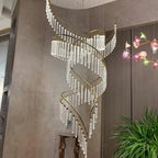 Luxury Spiral Bubble Crystal Stick Chandelier for Staircase/Foyer/High-ceiling - D47.2"*H114.17"(D120cm*H290cm)/62.6kgWithout BaseWarm Light - VChandelier