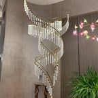 Luxury Spiral Bubble Crystal Stick Chandelier for Staircase/Foyer/High-ceiling - D47.2"*H114.17"(D120cm*H290cm)/62.6kgWithout BaseWarm Light - VChandelier