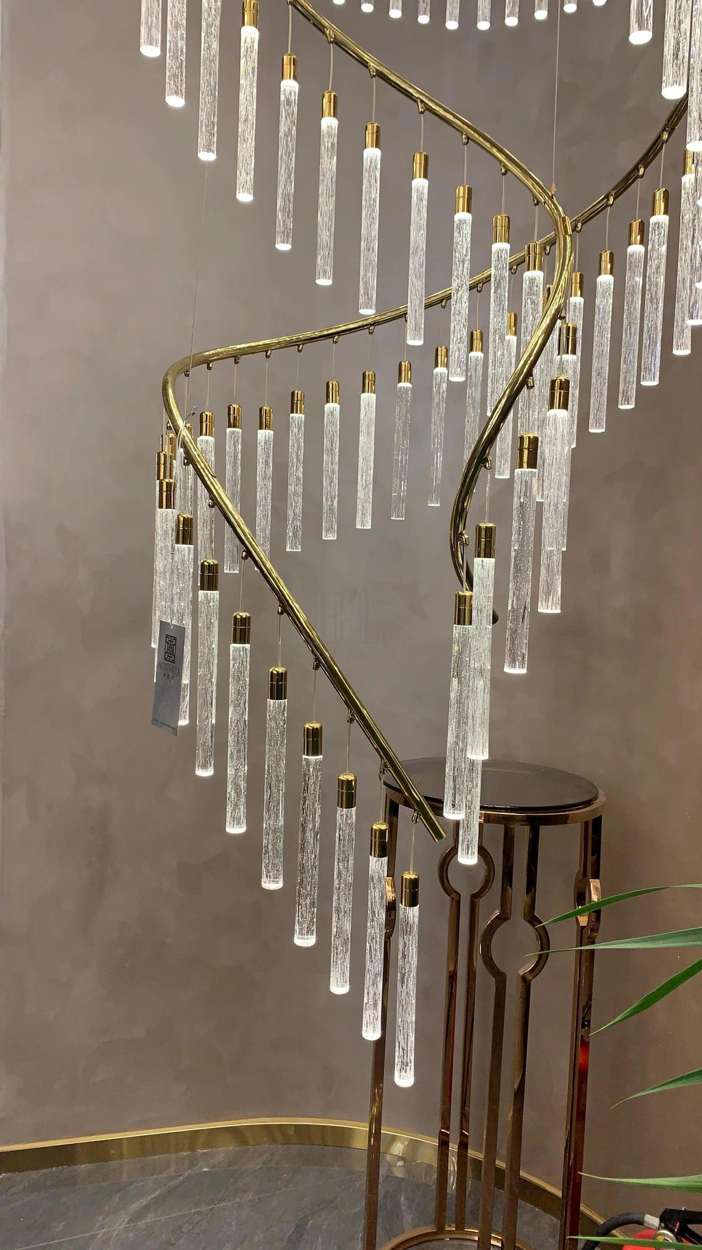 Luxury Spiral Bubble Crystal Stick Chandelier for Staircase/Foyer/High-ceiling - D47.2"*H114.17"(D120cm*H290cm)/62.6kgWithout BaseWarm Light - VChandelier