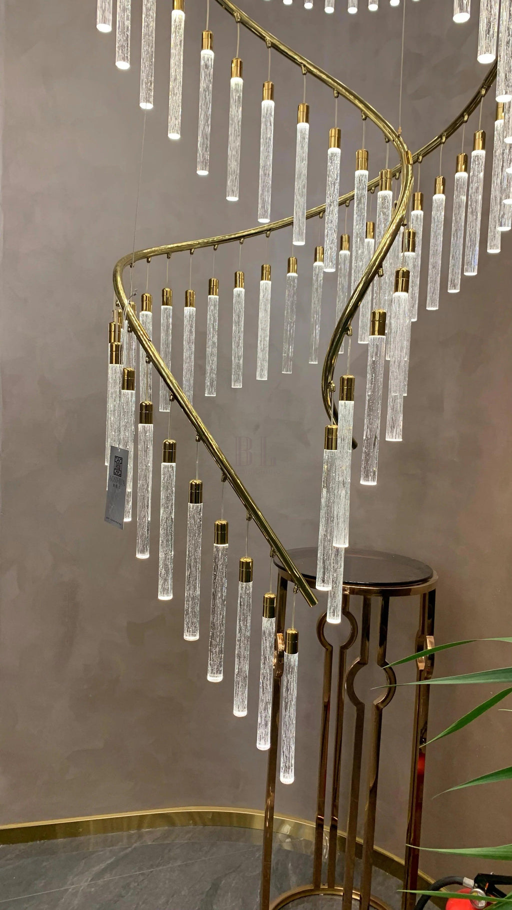 Luxury Spiral Bubble Crystal Stick Chandelier for Staircase/Foyer/High-ceiling - D47.2"*H114.17"(D120cm*H290cm)/62.6kgWithout BaseWarm Light - VChandelier