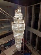 Luxury Spiral Crystal Chandelier for High - ceiling/Foyer/Staircase - D21.6"*H86.6"/60.4kgWarm Light - VChandelier