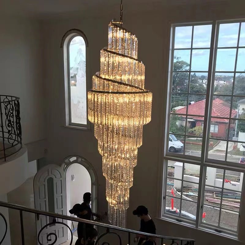 Luxury Spiral Crystal Chandelier for High - ceiling/Foyer/Staircase - D21.6"*H86.6"/60.4kgWarm Light - VChandelier