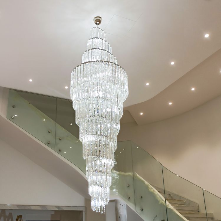 Luxury Spiral Crystal Chandelier for High - ceiling/Foyer/Staircase - D31.5"*H126"/110kgWhite Light - VChandelier