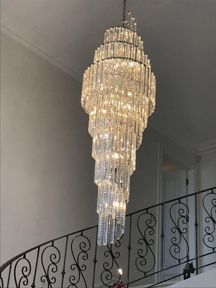 Luxury Spiral Crystal Chandelier for High - ceiling/Foyer/Staircase - D21.6"*H86.6"/60.4kgWarm Light - VChandelier
