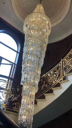Luxury Spiral Crystal Chandelier for High - ceiling/Foyer/Staircase - D31.5"*H126"/110kgWarm Light - VChandelier