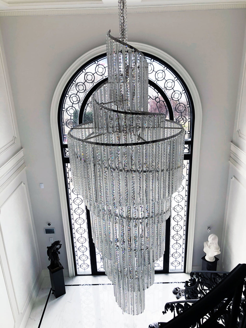 Luxury Spiral Crystal Chandelier for High - ceiling/Foyer/Staircase - D21.6"*H86.6"/60.4kgWhite Light - VChandelier