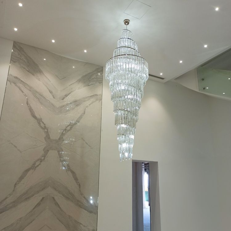 Luxury Spiral Crystal Chandelier for High - ceiling/Foyer/Staircase - D31.5"*H126"/110kgWhite Light - VChandelier