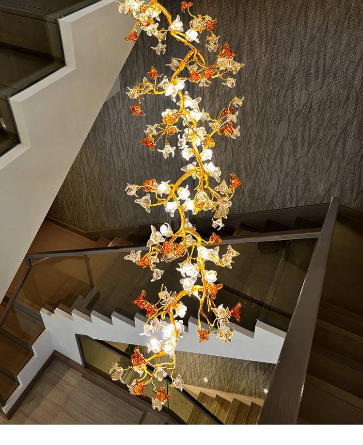 Luxury Villa Elegant Villa Blossom and Branch Chandelier, - VChandelier-39.37" W x 110.24" H - VChandelier