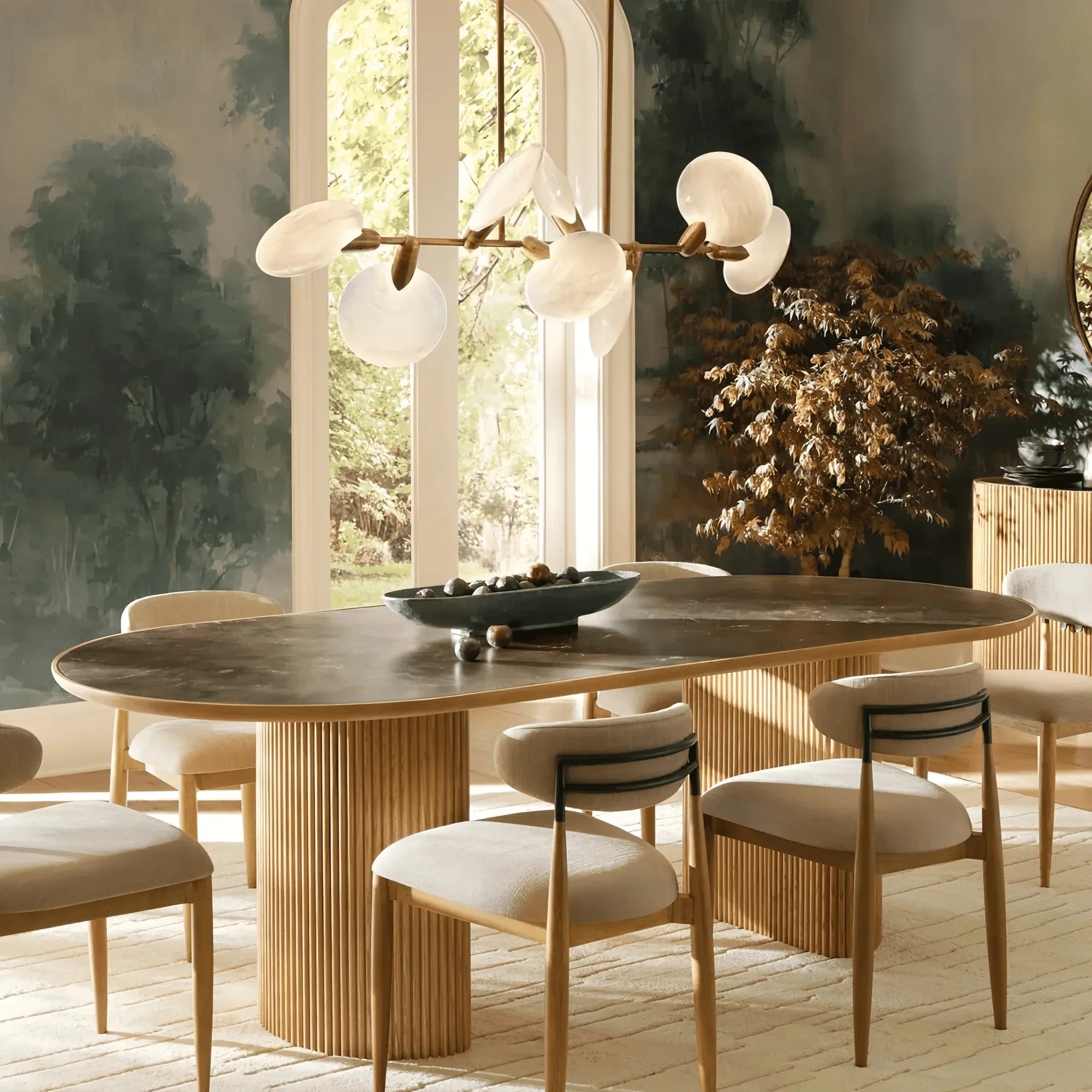 Lyla Linear Chandelier 62"74" in brass by Blush Lighting