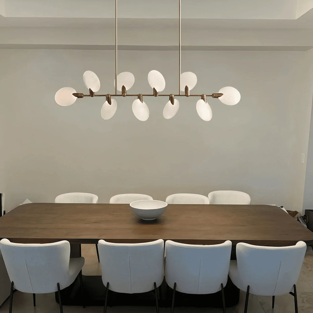 Lyla Linear Chandelier 62"74" in brass - dining room lighting