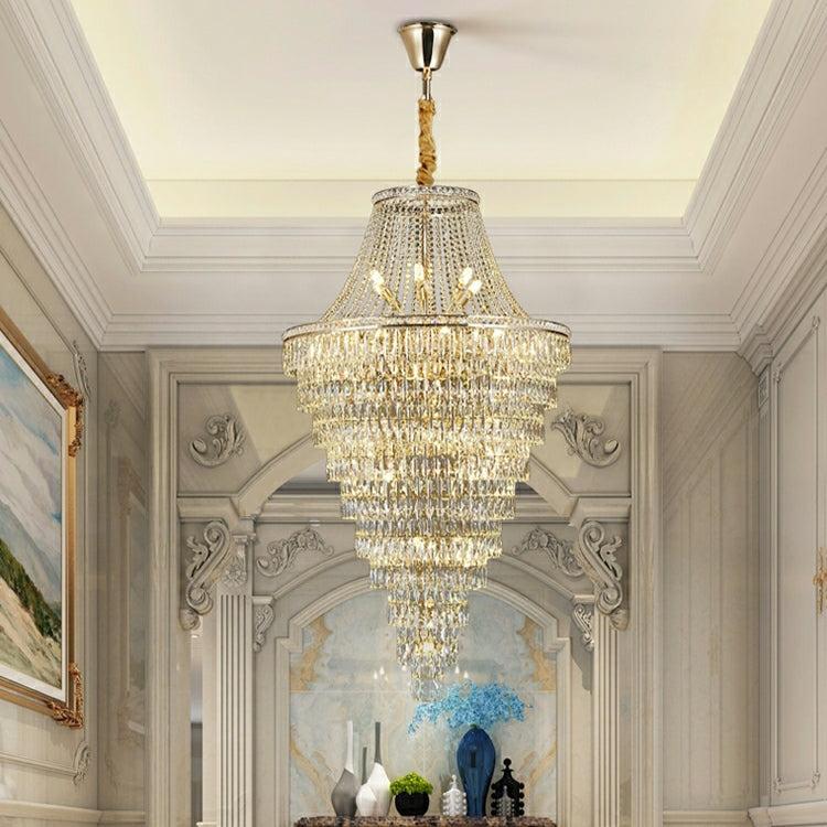 Magnificent Extra Large Foyer Hall Chandelier Tiered Crystal Ceiling Lighting Fixture For Living Room Decor - 5 Layers/ D15.8"*D31.5"/ 12 Lights - VChandelier