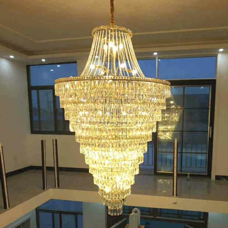 Magnificent Extra Large Foyer Hall Chandelier Tiered Crystal Ceiling Lighting Fixture For Living Room Decor - 5 Layers/ D15.8"*D31.5"/ 12 Lights - VChandelier