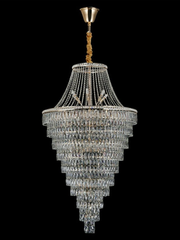 Magnificent Extra Large Foyer Hall Chandelier Tiered Crystal Ceiling Lighting Fixture For Living Room Decor - 5 Layers/ D15.8"*D31.5"/ 12 Lights - VChandelier