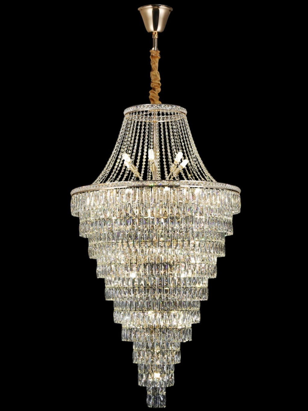 Magnificent Extra Large Foyer Hall Chandelier Tiered Crystal Ceiling Lighting Fixture For Living Room Decor - 5 Layers/ D15.8"*D31.5"/ 12 Lights - VChandelier