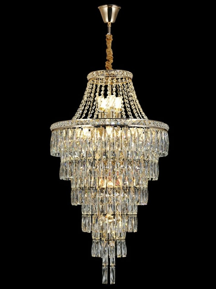 Magnificent Extra Large Foyer Hall Chandelier Tiered Crystal Ceiling Lighting Fixture For Living Room Decor - 5 Layers/ D15.8"*D31.5"/ 12 Lights - VChandelier