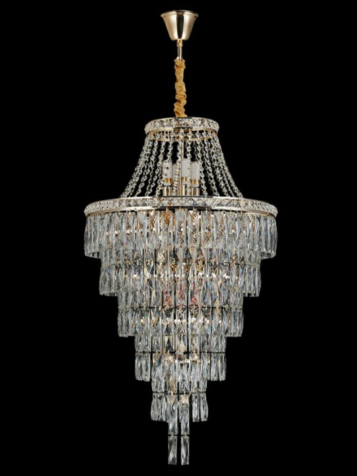 Magnificent Extra Large Foyer Hall Chandelier Tiered Crystal Ceiling Lighting Fixture For Living Room Decor - 5 Layers/ D15.8"*D31.5"/ 12 Lights - VChandelier