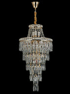 Magnificent Extra Large Foyer Hall Chandelier Tiered Crystal Ceiling Lighting Fixture For Living Room Decor - 5 Layers/ D15.8"*D31.5"/ 12 Lights - VChandelier