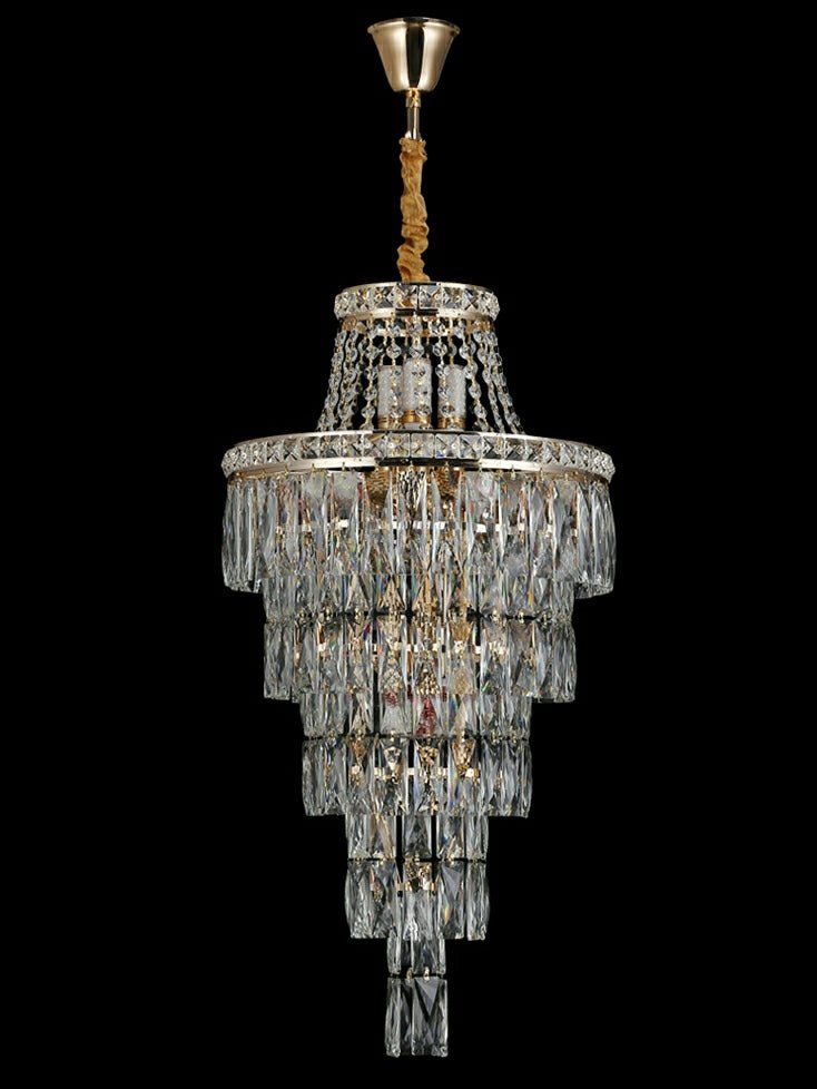 Magnificent Extra Large Foyer Hall Chandelier Tiered Crystal Ceiling Lighting Fixture For Living Room Decor - 5 Layers/ D15.8"*D31.5"/ 12 Lights - VChandelier