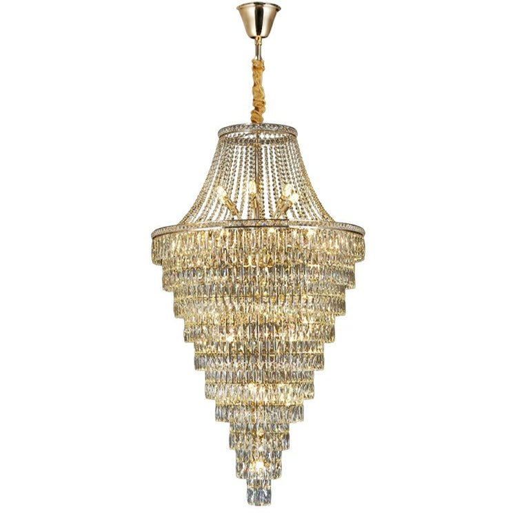 Magnificent Extra Large Foyer Hall Chandelier Tiered Crystal Ceiling Lighting Fixture For Living Room Decor - 5 Layers/ D15.8"*D31.5"/ 12 Lights - VChandelier