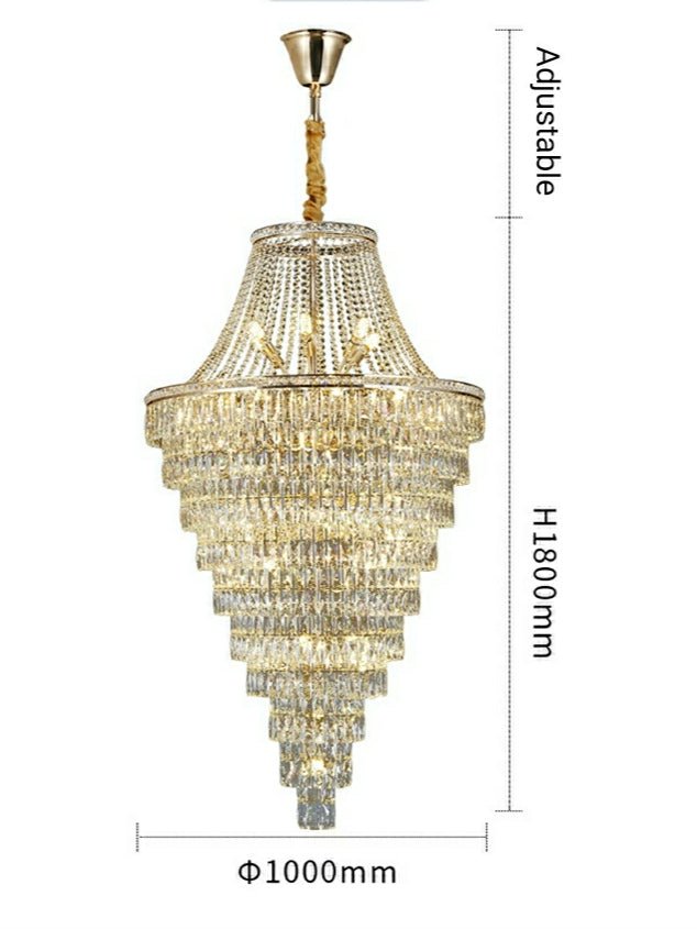 Magnificent Extra Large Foyer Hall Chandelier Tiered Crystal Ceiling Lighting Fixture For Living Room Decor - 5 Layers/ D15.8"*D31.5"/ 12 Lights - VChandelier
