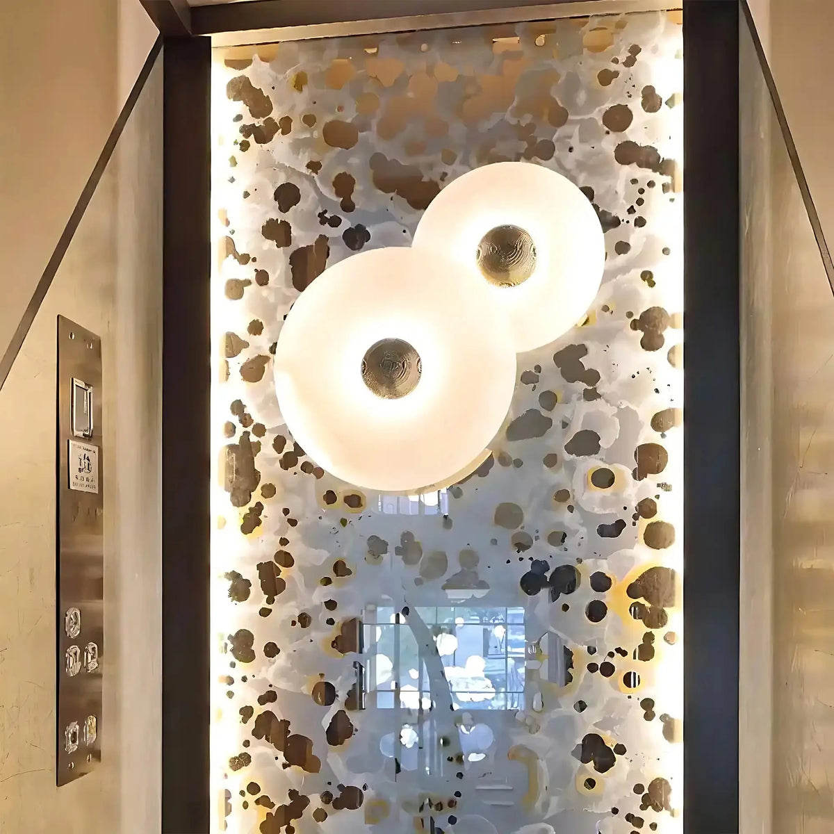 Median Alabaster Flush mount - 2 Surface - Bronze - VChandelier