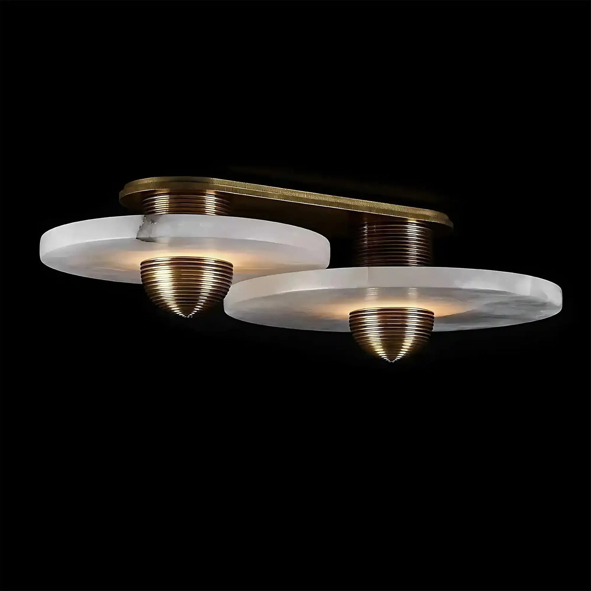 Median Alabaster Flush mount - 2 Surface - Bronze - VChandelier
