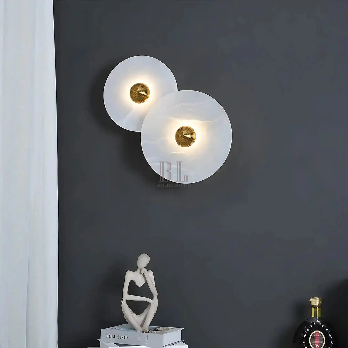 Median Alabaster Flush mount - 2 Surface - Bronze - VChandelier