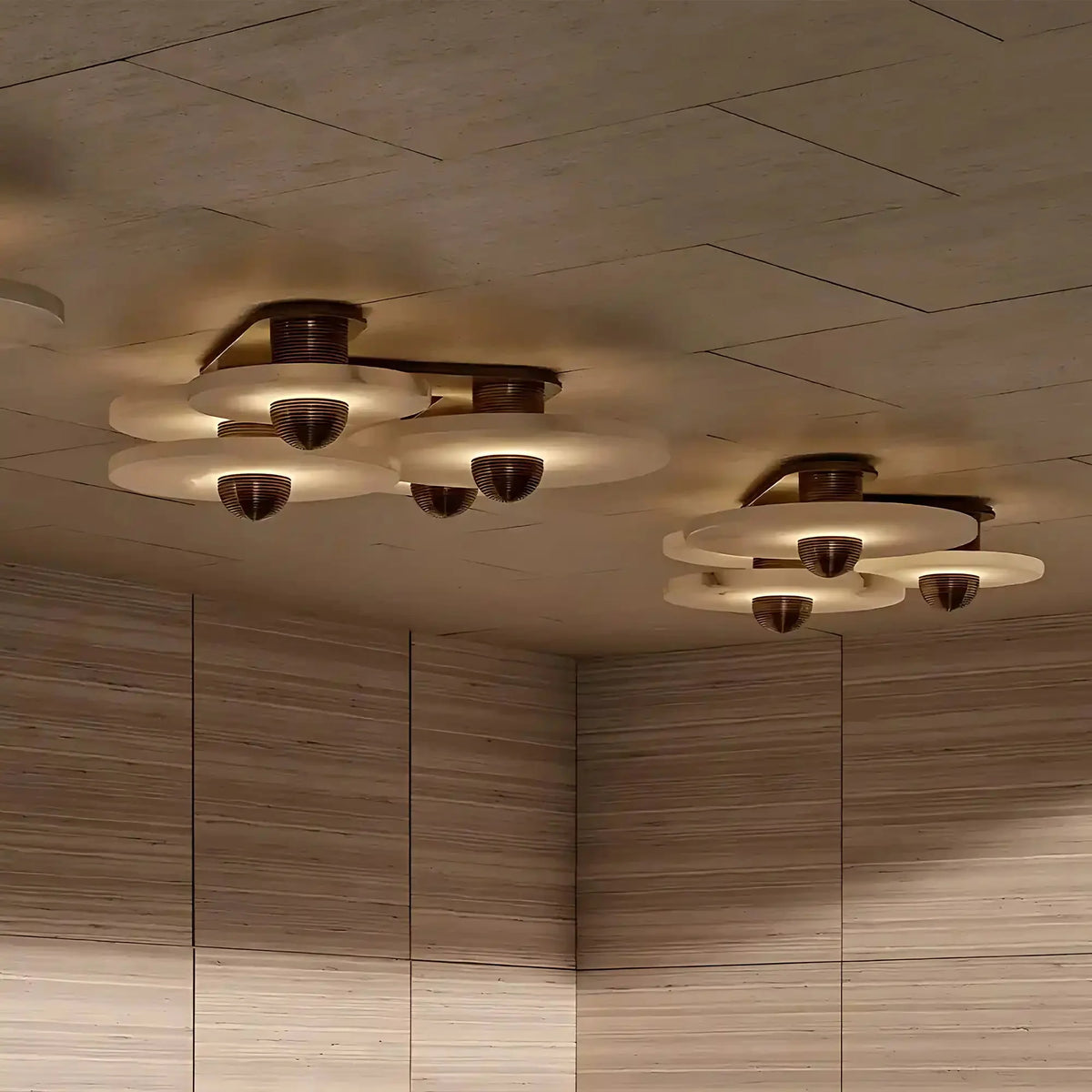 Median Alabaster Flush mount - 2 Surface - Bronze - VChandelier