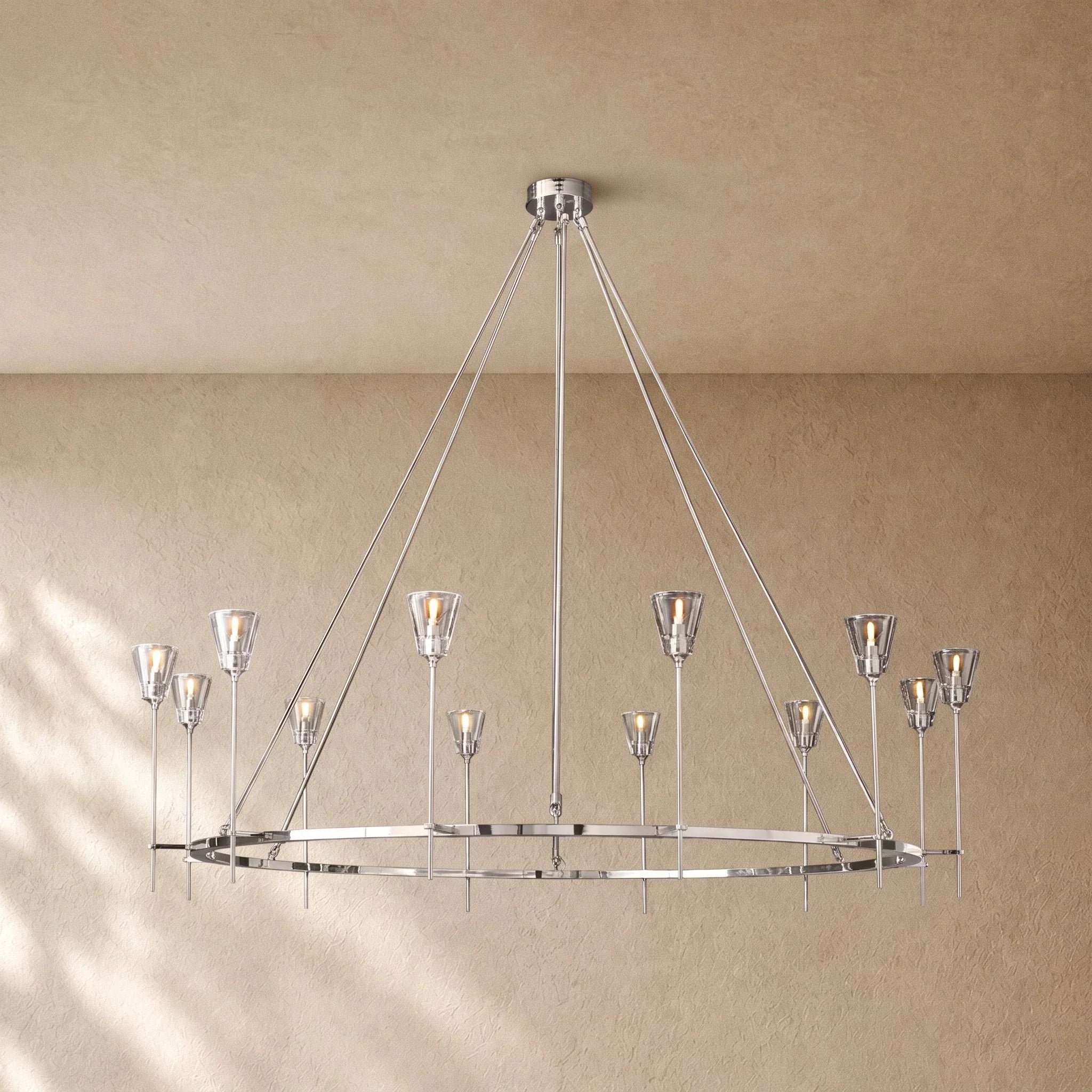 Torche de Verre Round Chandelier in Polished Nickel