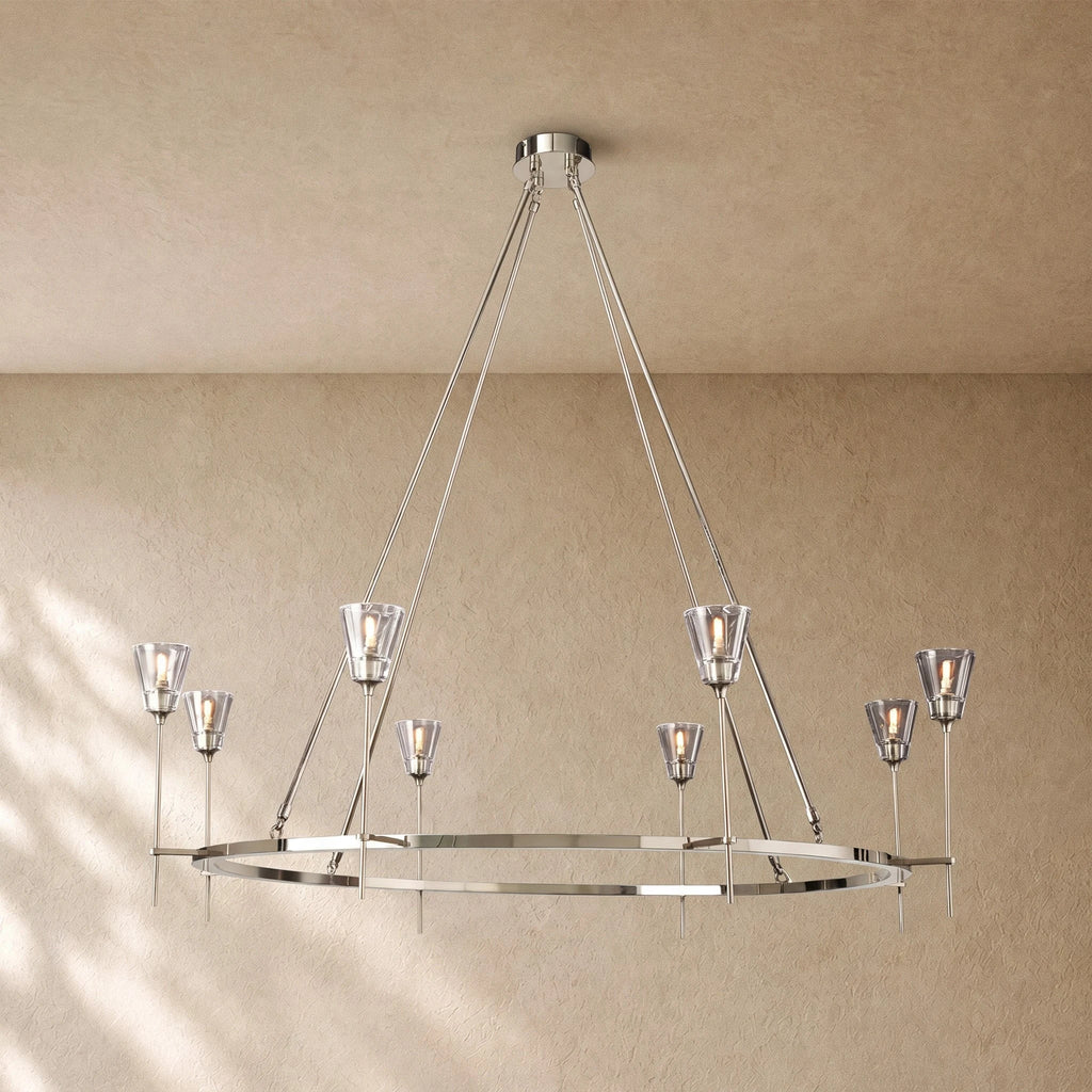 Torche de Verre Round Chandelier in Polished Nickel - VChandelier