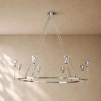 Torche de Verre Round Chandelier in Polished Nickel - VChandelier