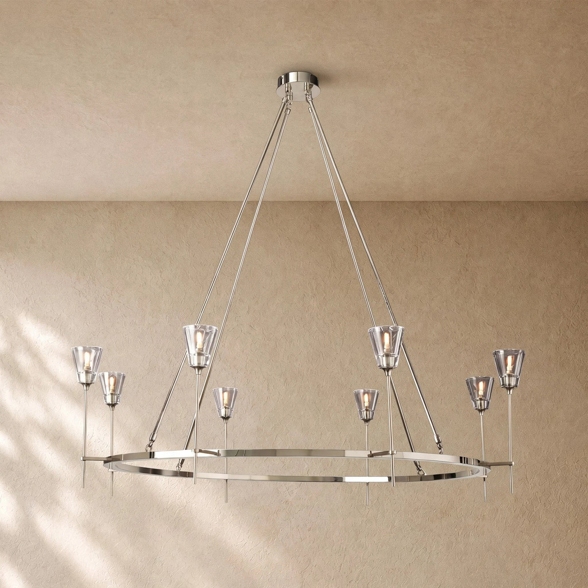 Torche de Verre Round Chandelier in Polished Nickel - VChandelier