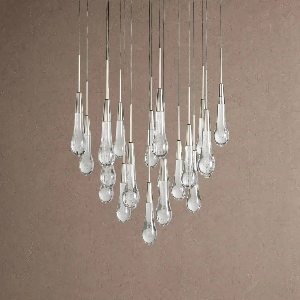 Soltaire Round Chandelier 17" 24" 36" 48" 58" | Modern Pendant Light Raindrop Chandelier - 39-Light 48"BlackVChandelier