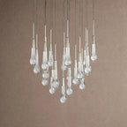 Soltaire Round Chandelier 17" 24" 36" 48" 58" | Modern Pendant Light Raindrop Chandelier - 39-Light 48"BlackVChandelier