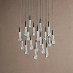 Soltaire Round Chandelier 17" 24" 36" 48" 58" | Modern Pendant Light Raindrop Chandelier - 19-Light 24"BlackVChandelier