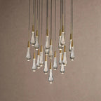 Soltaire Round Chandelier 17" 24" 36" 48" 58" | Modern Pendant Light Raindrop Chandelier - 19-Light 24"BrassVChandelier