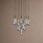 Soltaire Round Chandelier 17" 24" 36" 48" 58" | Modern Pendant Light Raindrop Chandelier - 12-Light 17"BrassVChandelier