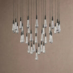 Soltaire Round Chandelier 17" 24" 36" 48" 58" | Modern Pendant Light Raindrop Chandelier - 39-Light 48"BlackVChandelier